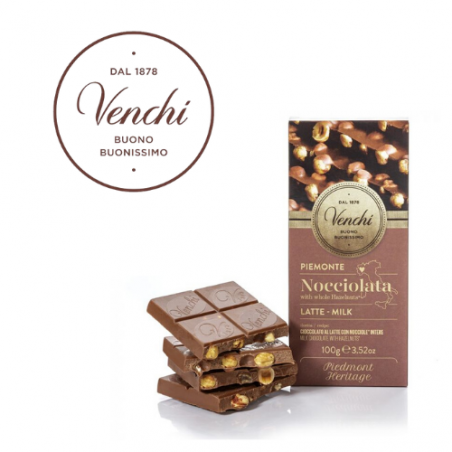 Venchi - mliečna čokoláda s celými lieskovými orieškami 100g
