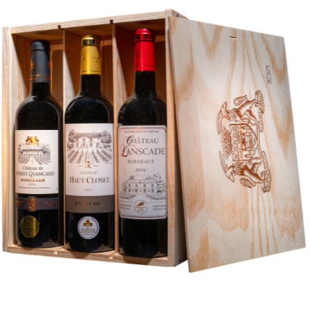 Selection of Bordeaux AOC Rouge Medale wines 3x0,75l  kazeta